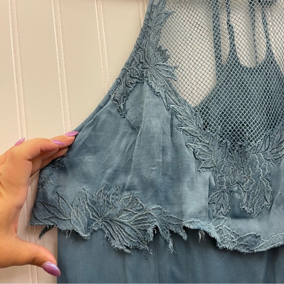 Free People Moonchild Embroidered Halter Maxi Dress Sz 12 - Picture 6 of 15